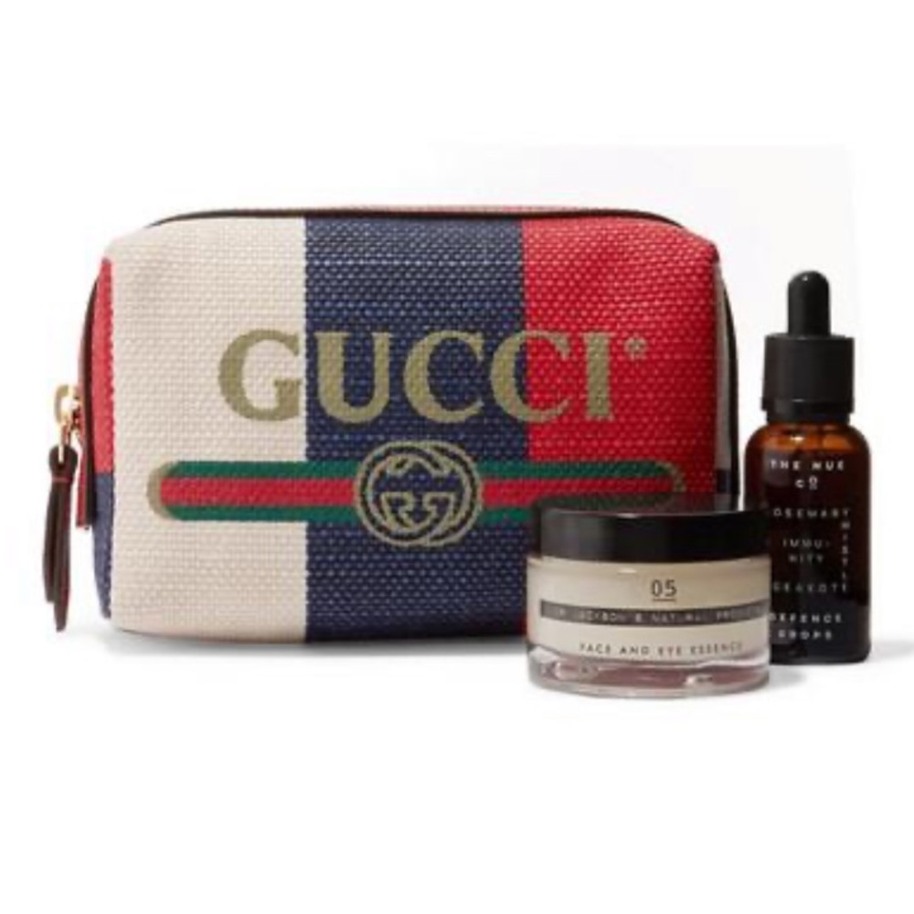 Gucci Small Striped Print Cosmetic Case Travel Kit